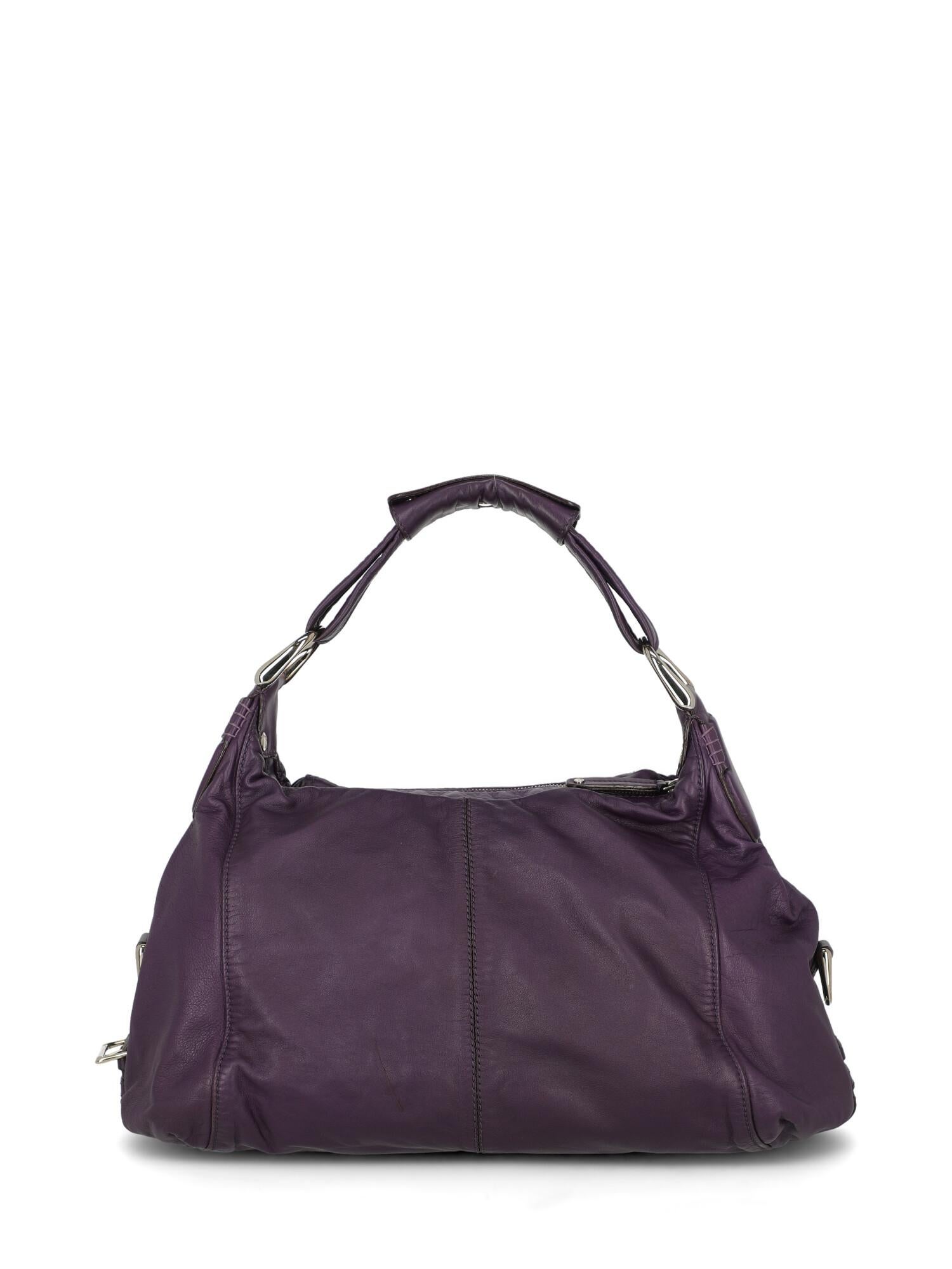 Tod'S Woman Shoulder bag  Purple Leather In Good Condition For Sale In Milan, IT