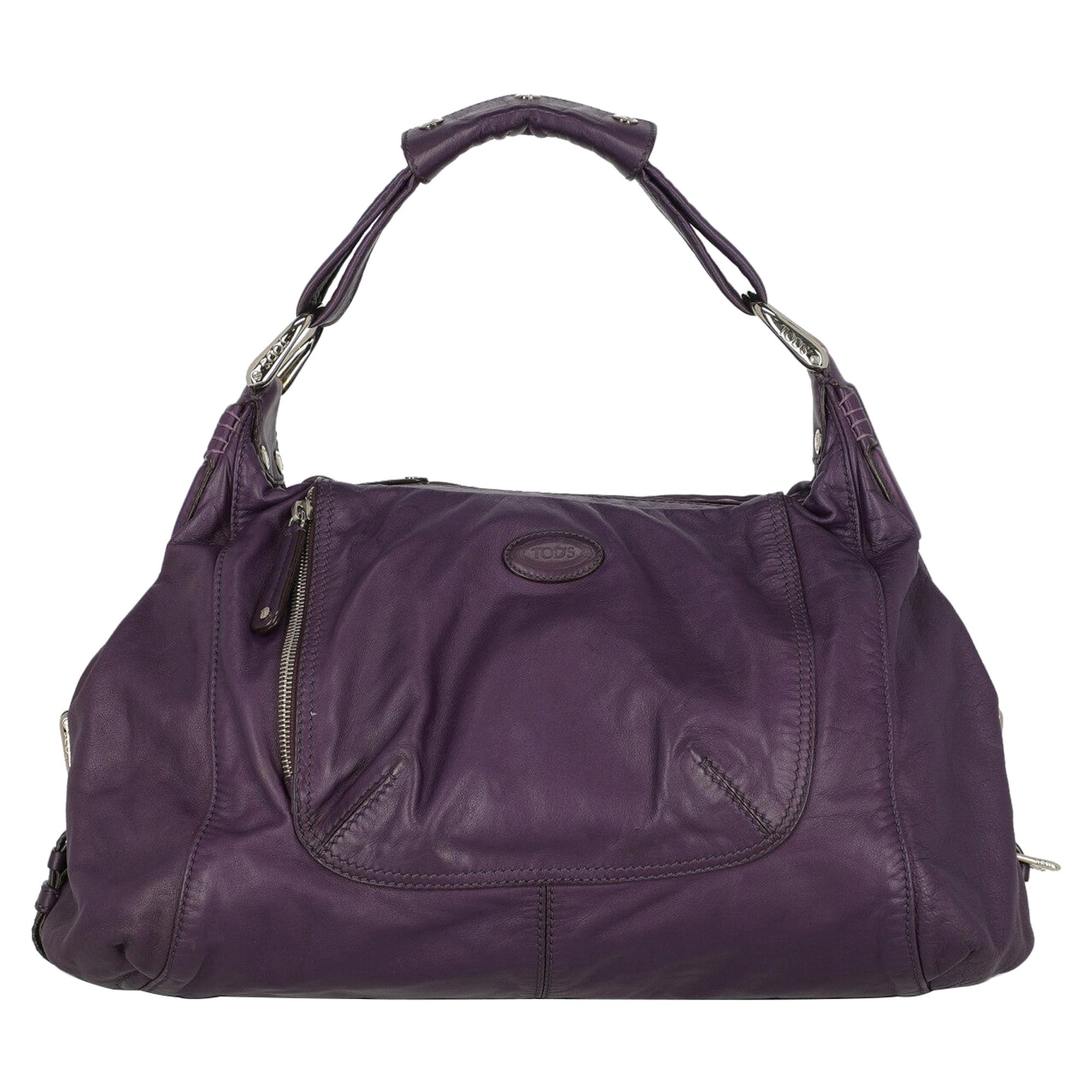 Tod'S Woman Shoulder bag  Purple Leather For Sale