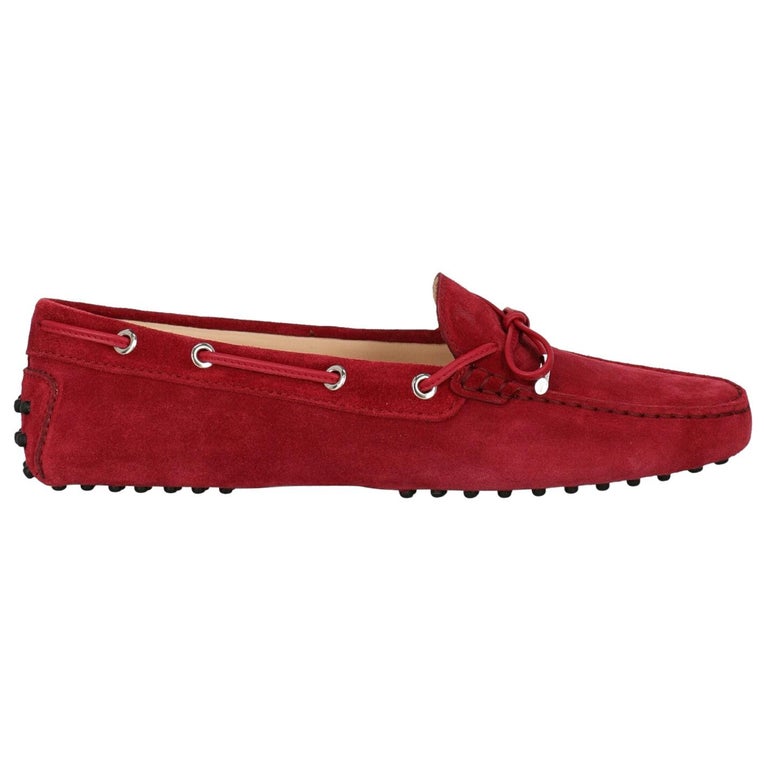 Tod'S Women Loafers Burgundy Leather EU 37 For Sale at 1stDibs