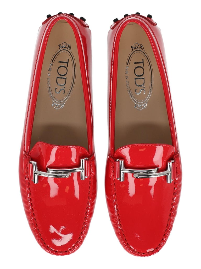 Tod'S Women Loafers Red Leather EU 38 For Sale at 1stDibs