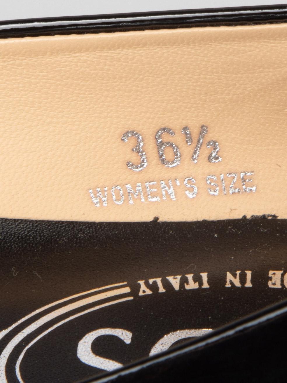 Tod's Women's Black Patent Leather Denver Decollete Low Wedges 2