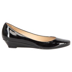 Tod's Women's Black Patent Leather Denver Decollete Low Wedges