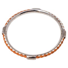 Tod's Woven Leather Gold Tone Bangle Bracelet