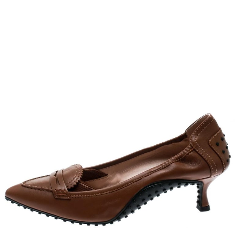 Tod's X Alessandro Dell'Acqua Leather Pointed Toe Penny Loafer Pumps