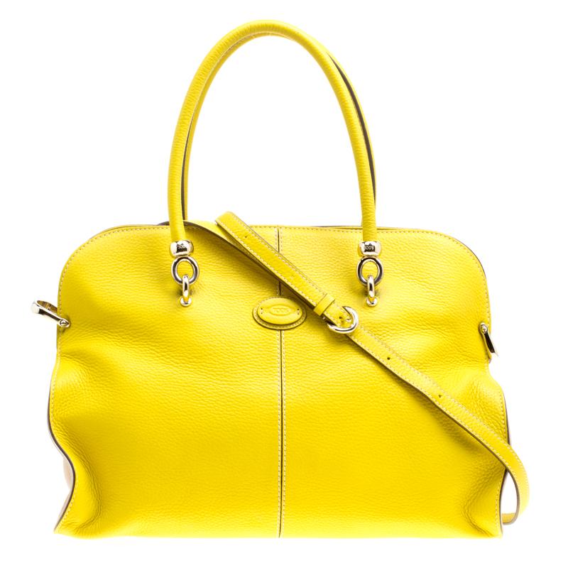 large yellow leather handbag