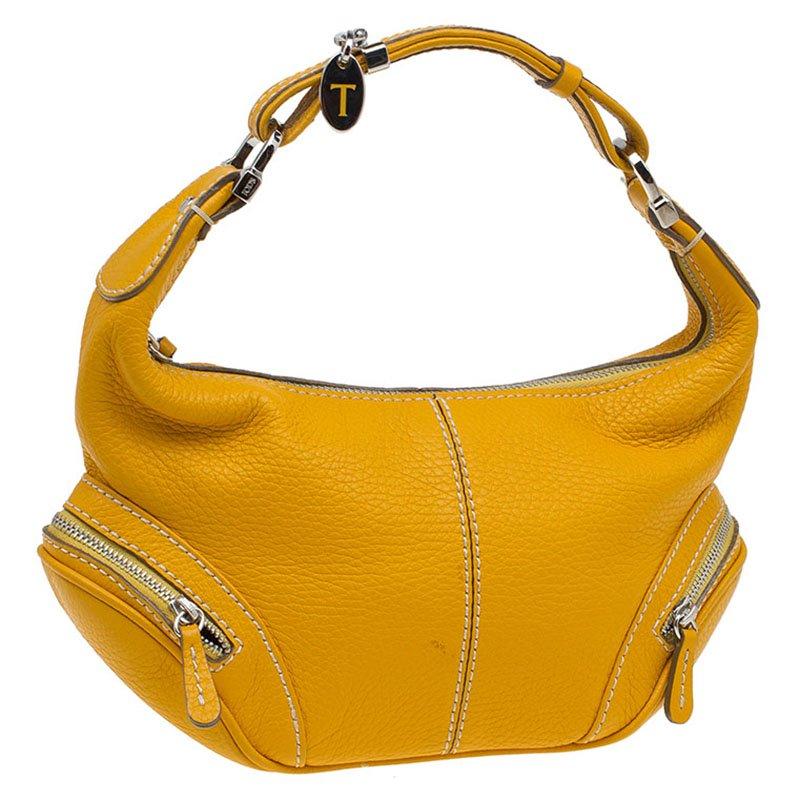 Women's Tod's Yellow Leather Small Charlotte Hobo