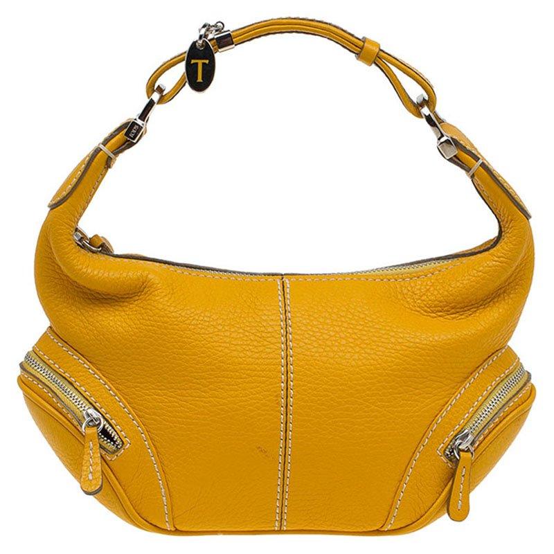 Tod's Yellow Leather Small Charlotte Hobo