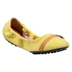 Tod's Yellow Suede Leather Ballet Flats Size IT 36