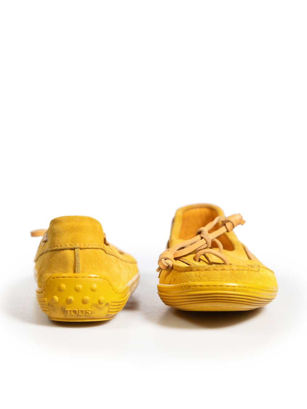 Tod's Yellow Suede Leather Loafers Size IT 36.5 In Good Condition In London, GB