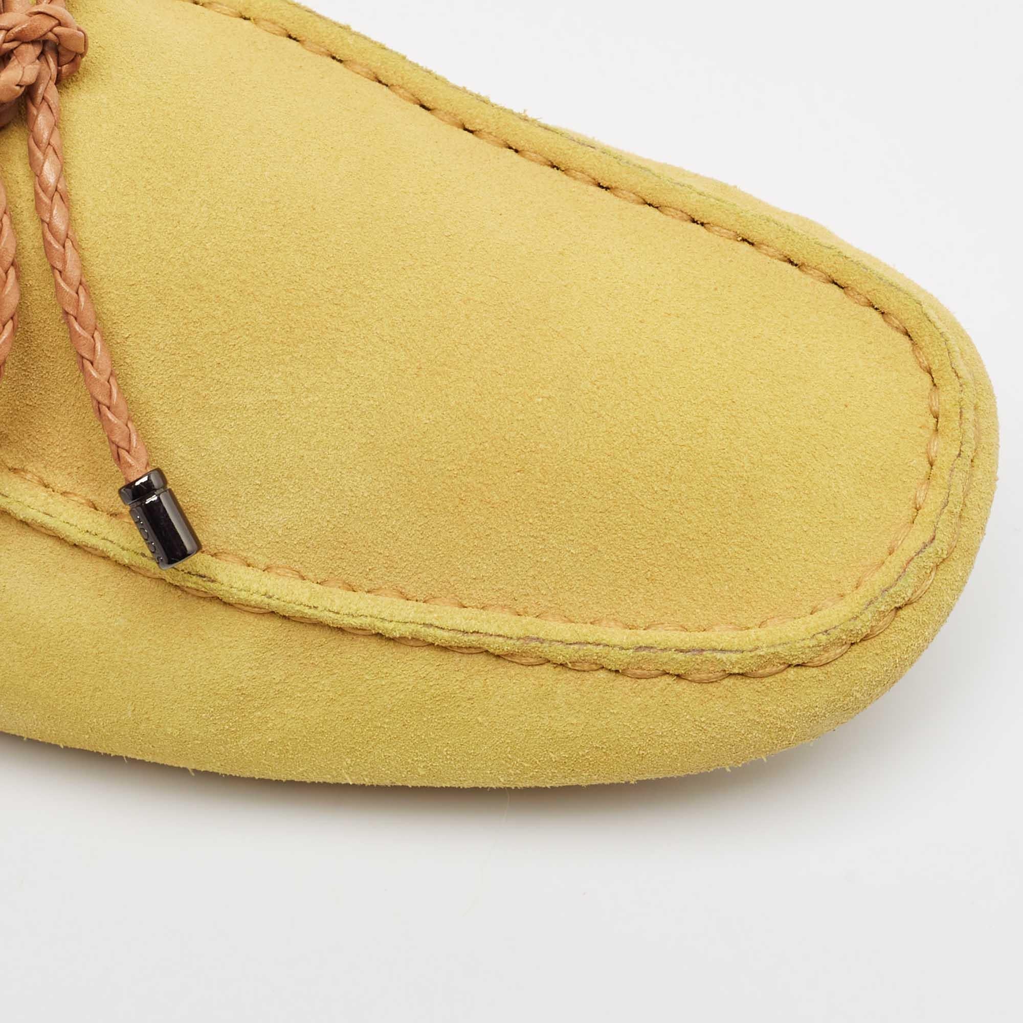 Tod's Yellow Suede Slip On Driver Loafers Size  41 For Sale 3