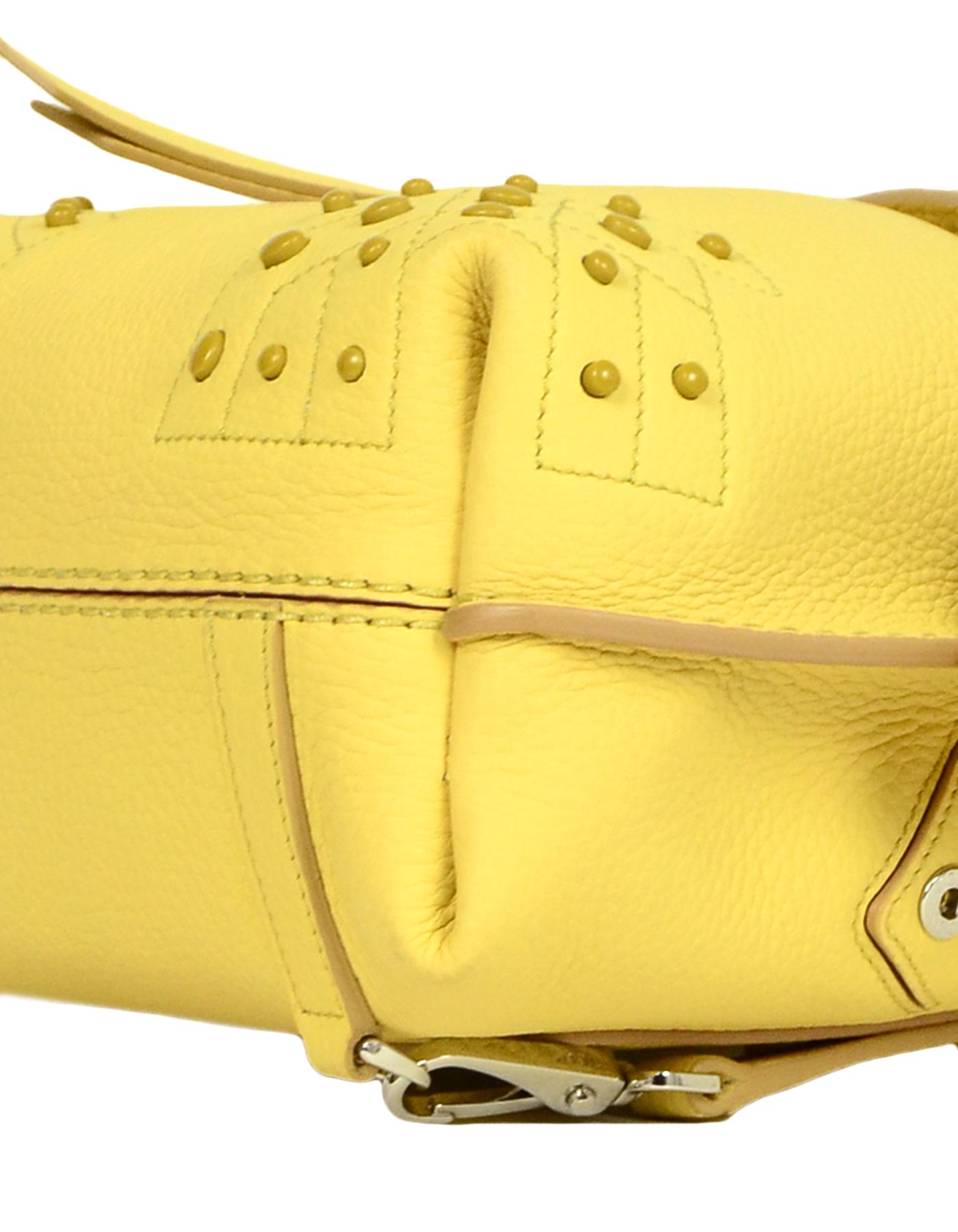 Tod's Yellow Wave Leather Convertible Mini Backpack Bag In Excellent Condition In New York, NY