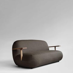 Toe Sofa in Stone Gray Teak and Outdoor Fabric Contemporary Sculptural Design