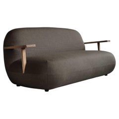 Toe Sofa in Stone Gray Teak and Outdoor Fabric Contemporary Sculptural Design