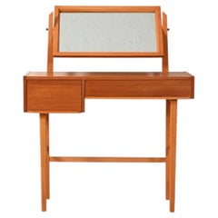 Coiffeuse scandinave en teck des années 1960 avec miroir inclinable
