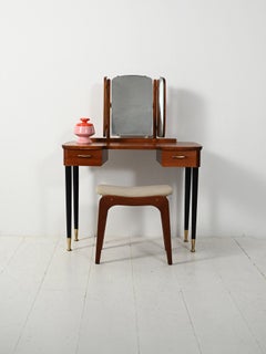 Scandinavian dressing table with trefoil mirror 50s-60s