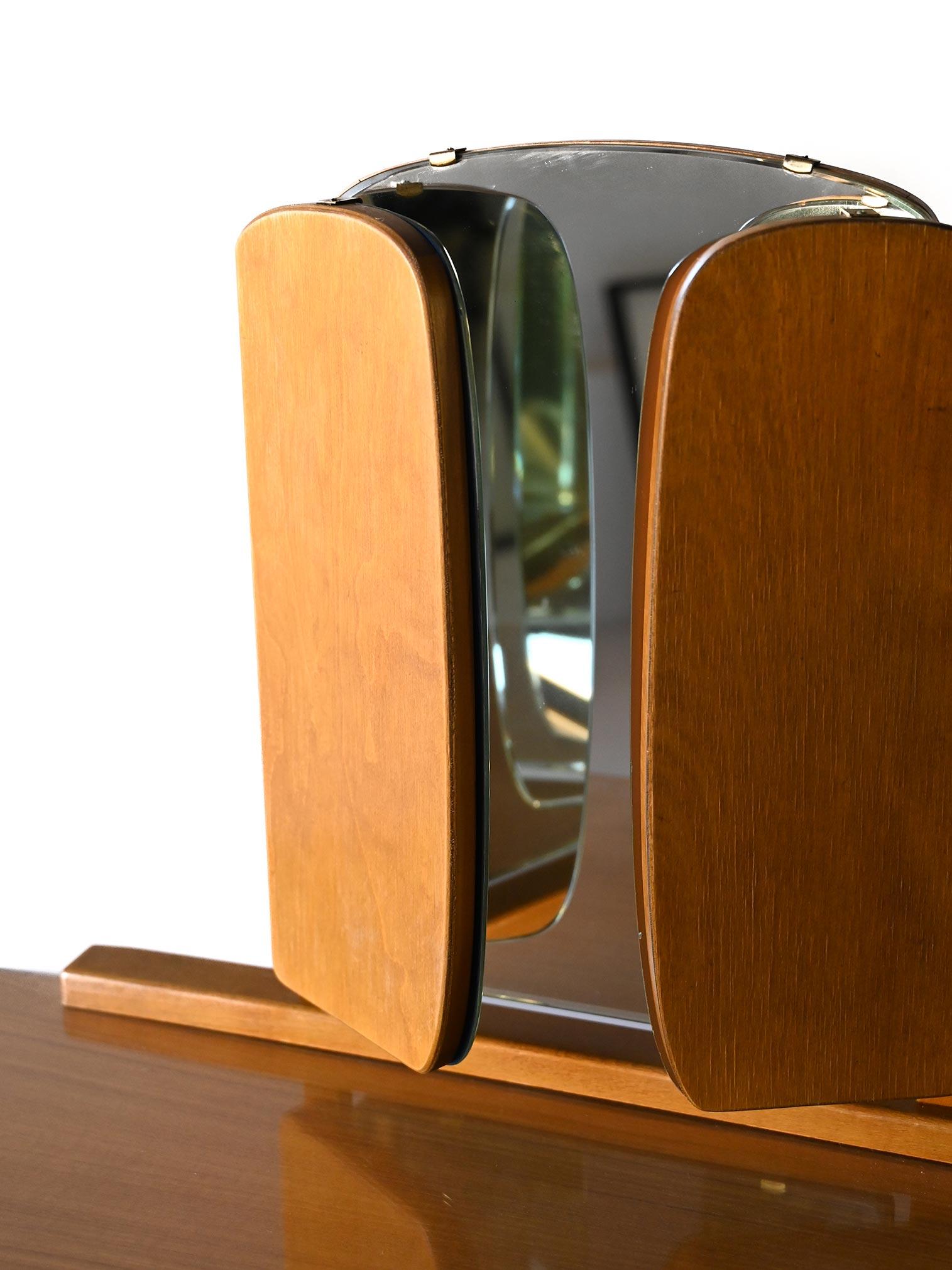 Hêtre Coiffeuse vintage avec miroir