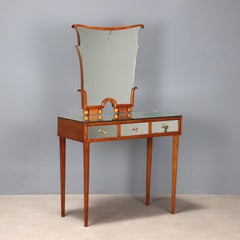 1940s Italian-made 20th century mahogany dressing table with mirror