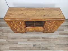 Toelette Art Decò anni '40 in noce biondo con vetri scorrevoli