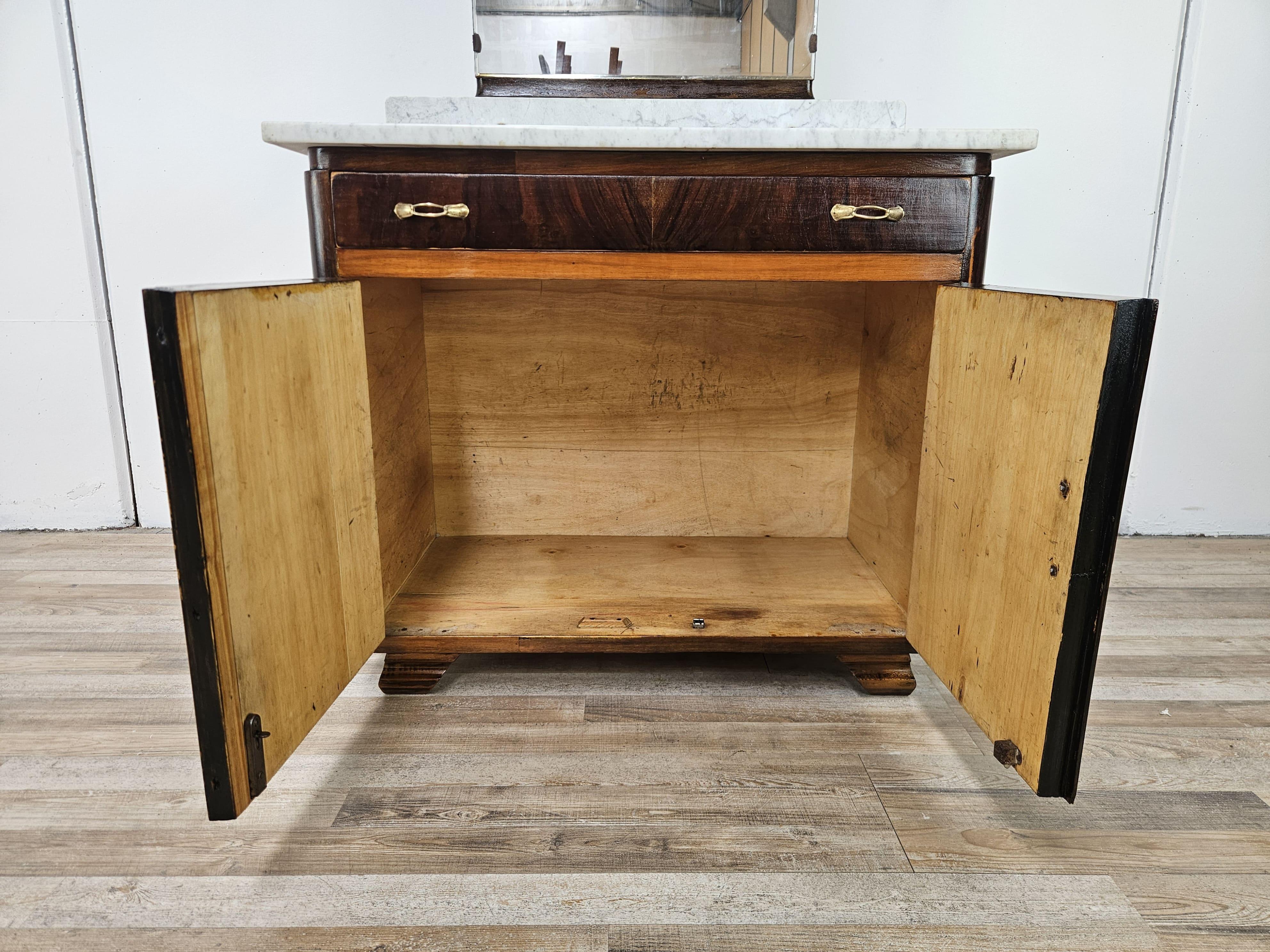 Art Deco dressing table with white marble and 1940s mirror For Sale 11