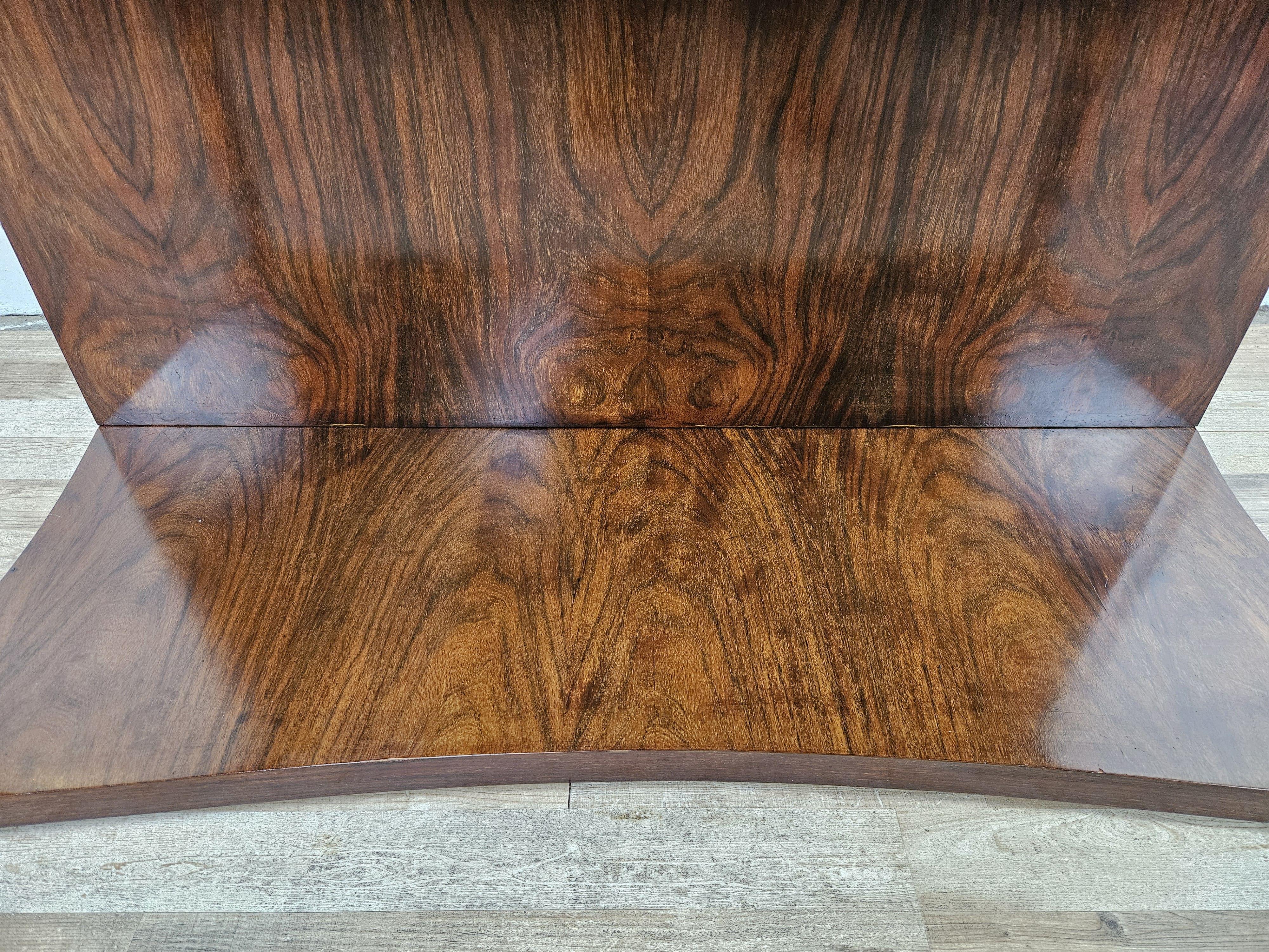 Coiffeuse Art Déco en bois de bruyère avec grand miroir et verre rose des années 1930 en vente 12