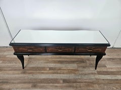 Mahogany-lined entry dressing table with mirrored top