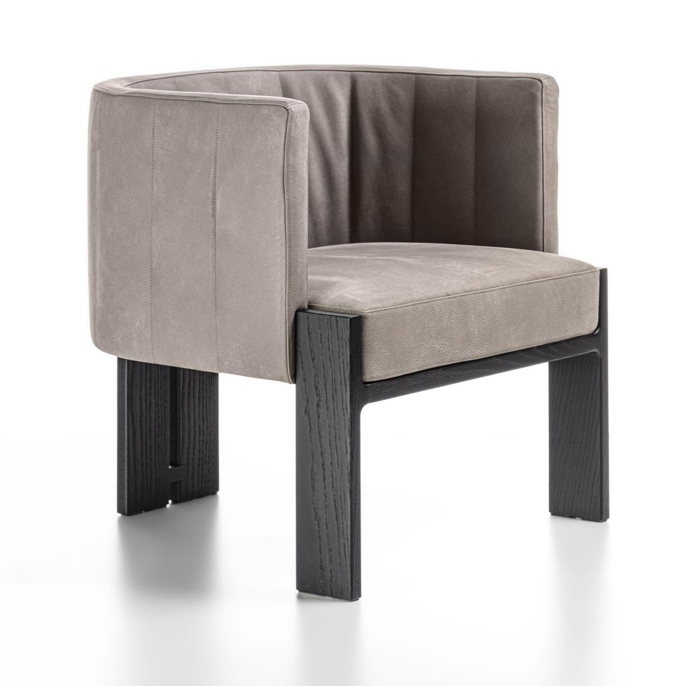 Wood Tofane Taupe & Black Armchair For Sale