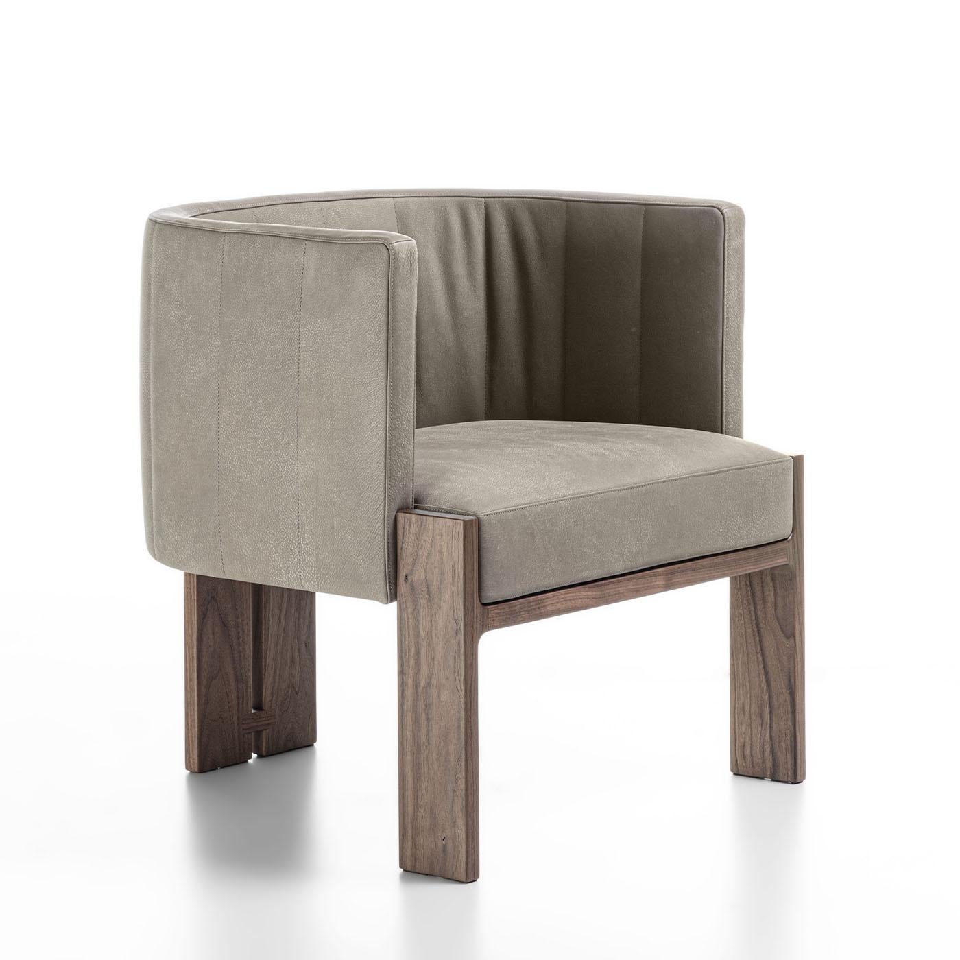 Wood Tofane Taupe & Walnut Armchair For Sale