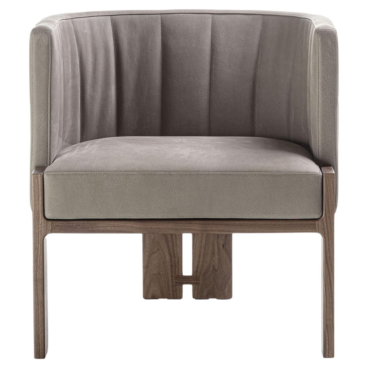 Tofane Taupe & Walnut Armchair For Sale