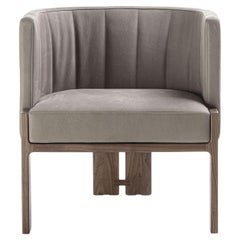 Fauteuil Tofane Taupe & Noyer