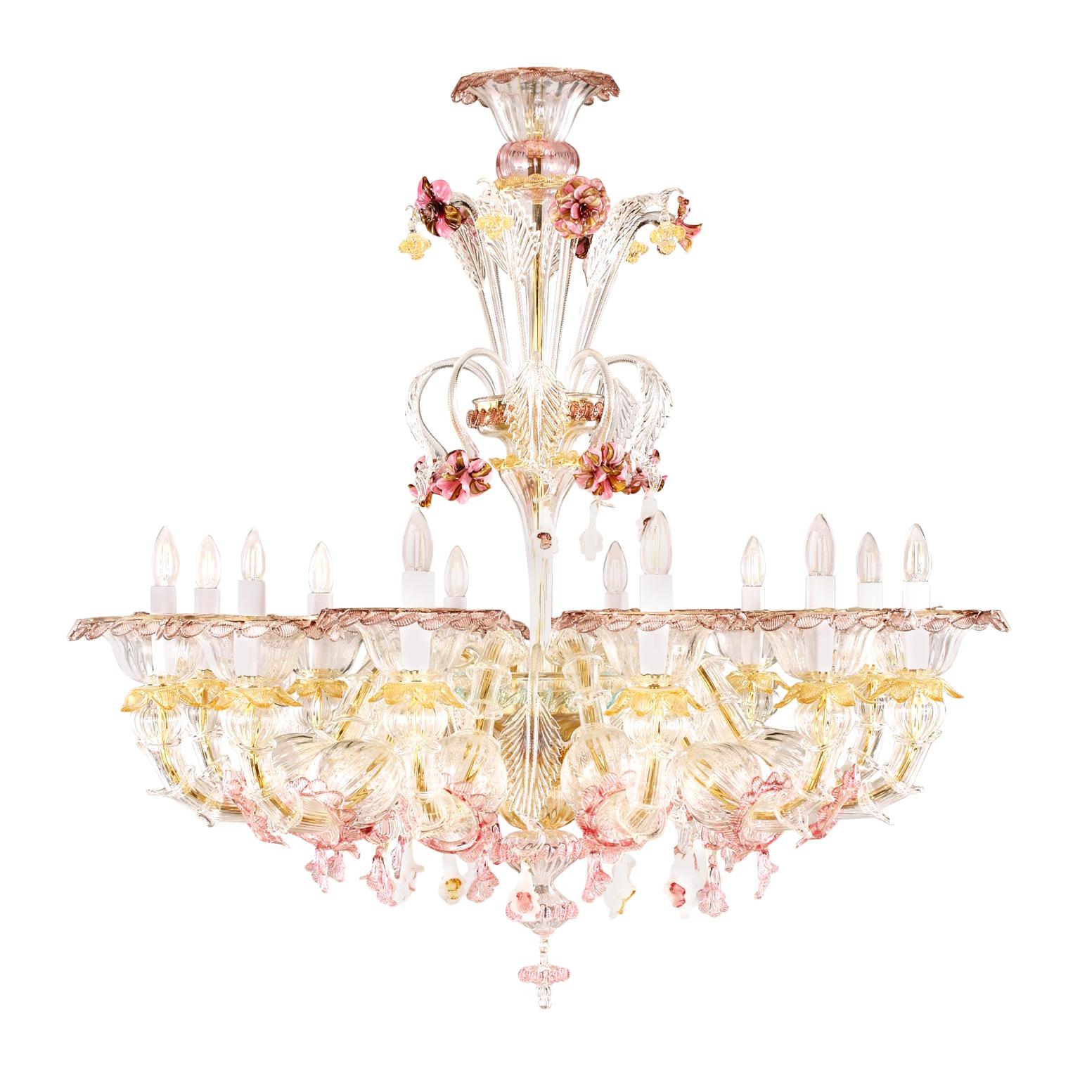 Lustre Semi Rezzonico 12arms en cristal multicolore Détails par Multiforme