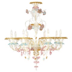 Lampadario artistico di Murano Rezzonico a 8 bracci in vetro multicolore di Multiforme