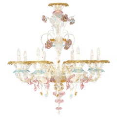 Lustre artistique Murano Rezzonico 8 bras Verre multicolore par Multiforme