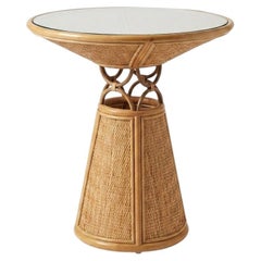 Mesa auxiliar Toffee GM de ratán teñido y tapa de cristal by POPUS EDITIONS