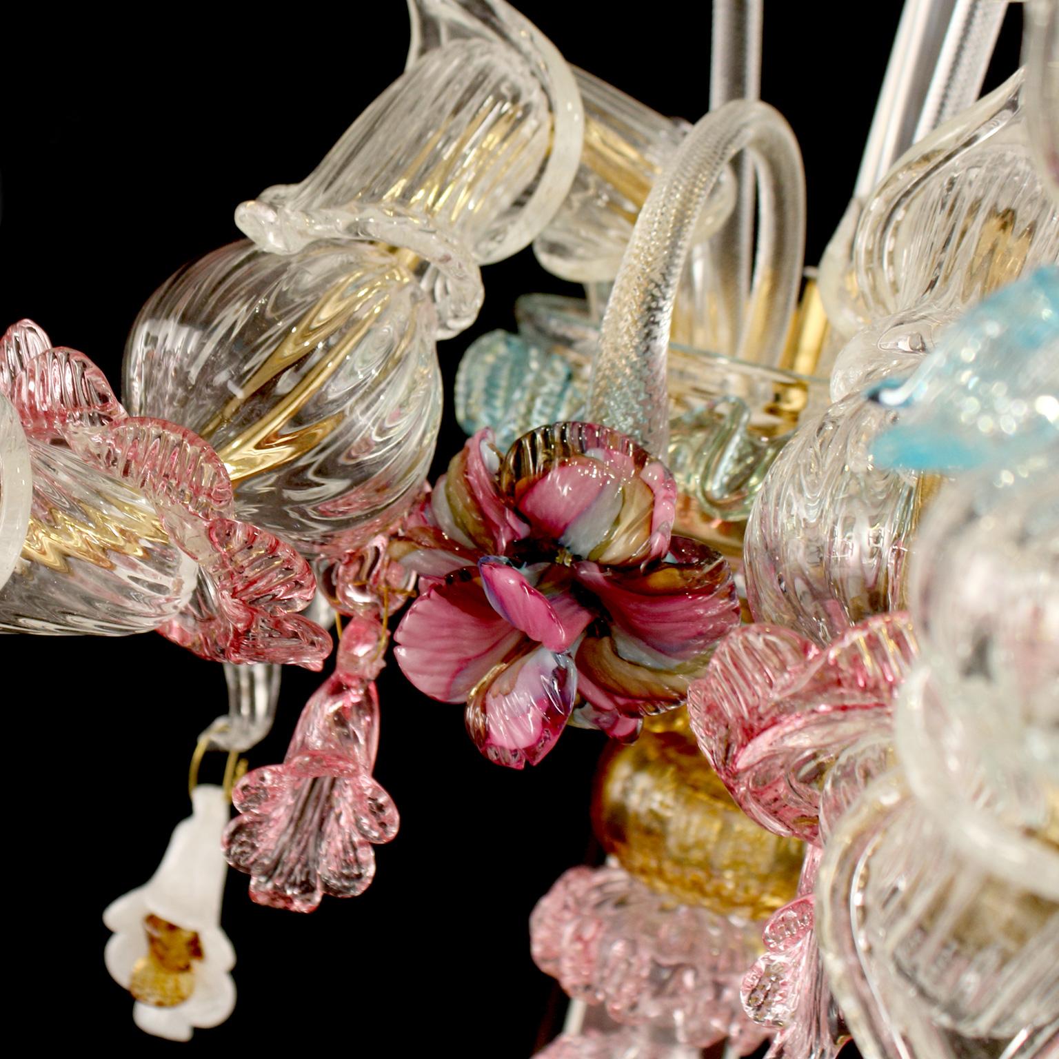 Other Rezzonico Wall, 3 arms, Crystal Murano Glass, multicolour Details by Multiforme For Sale