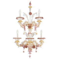 Rezzonico Wall lamp 3+2 arms Double Tier Crystal Murano Glass by Multiforme