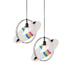 Toffoli. 1 di 2 Lampada a sospensione in stile Memphis e Pop Art, Italia, anni '80.