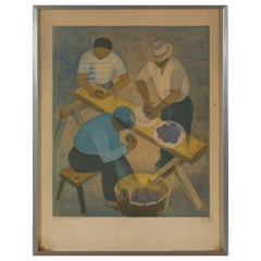 Toffoli Louis, « The Purple Sea Urchins » (Les ours des mers violettes), épreuve d'artiste, lithographie, cadre