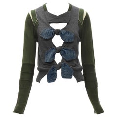 TOGA ARCHIVE blue studded bow patchwork sweater S