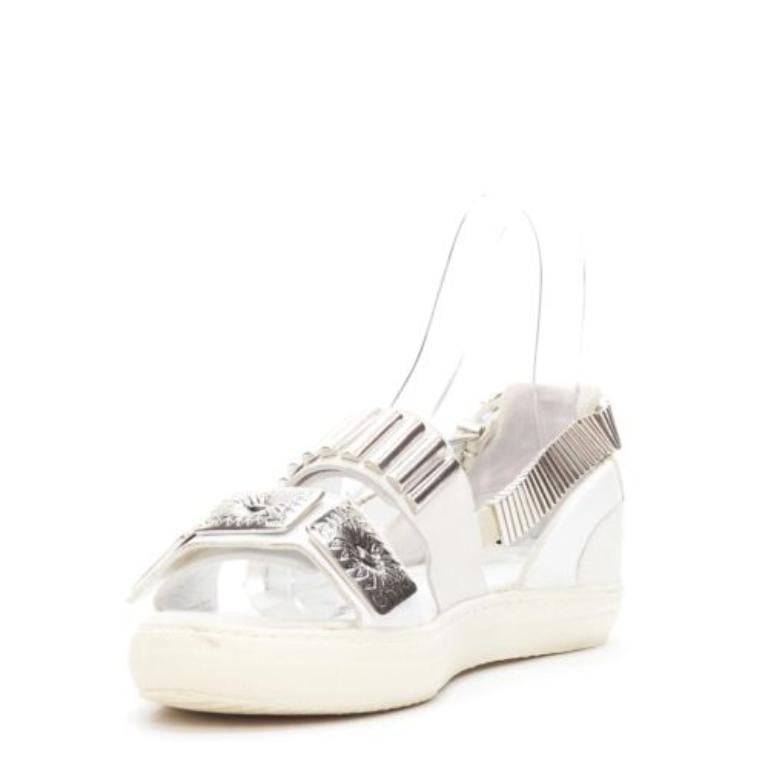 TOGA ARCHIVES 2022 weißes Leder silberne Metallplatte Schnalle Sandalen EU39 im Zustand „Relativ gut“ im Angebot in Hong Kong, NT