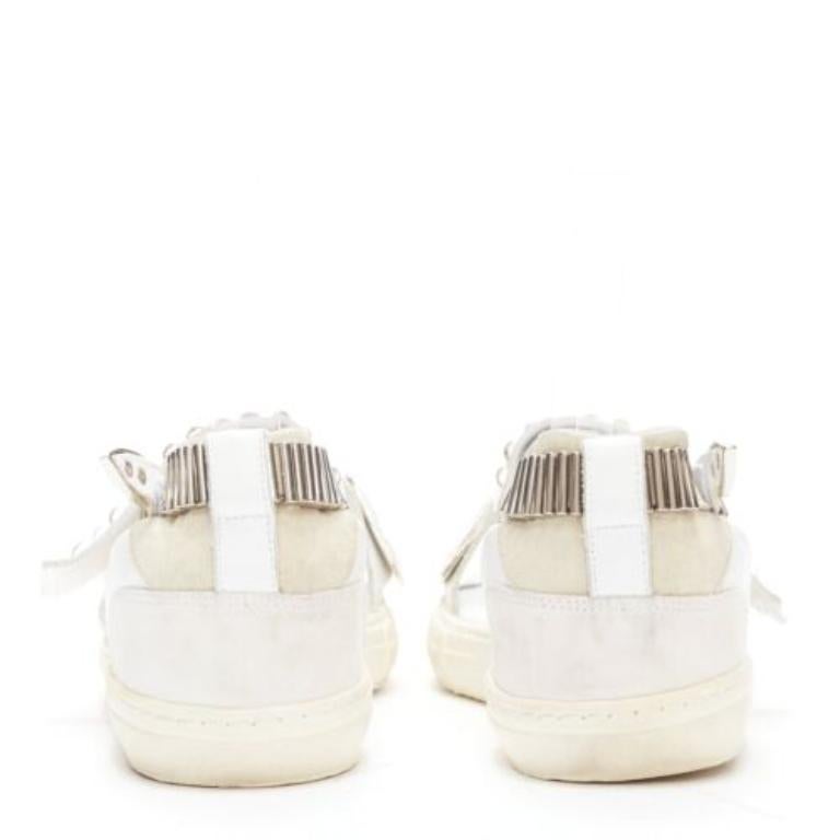 TOGA ARCHIVES 2022 weißes Leder silberne Metallplatte Schnalle Sandalen EU39 Damen im Angebot