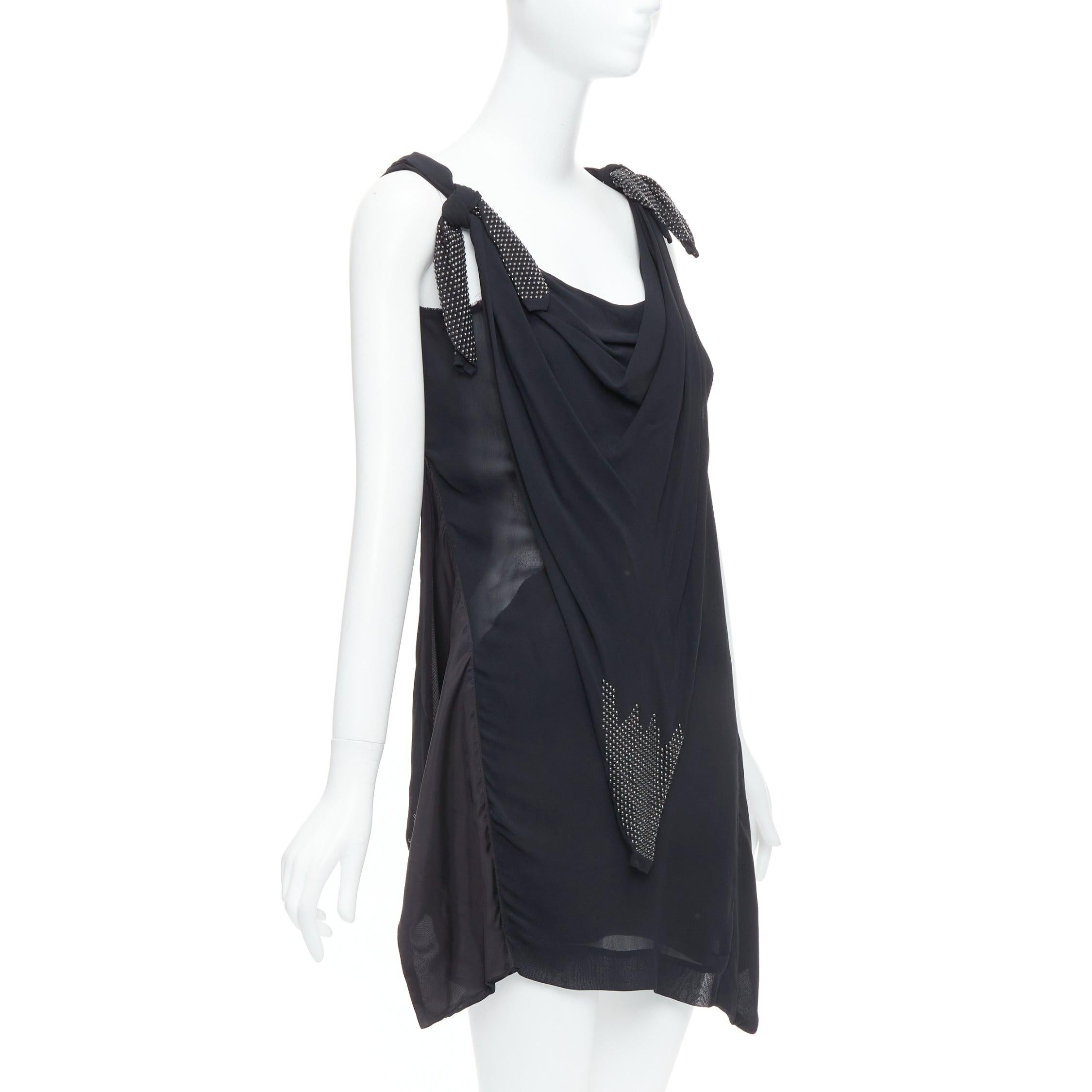 Black TOGA ARCHIVES black bead embellished bow detail drape dress JP1 S