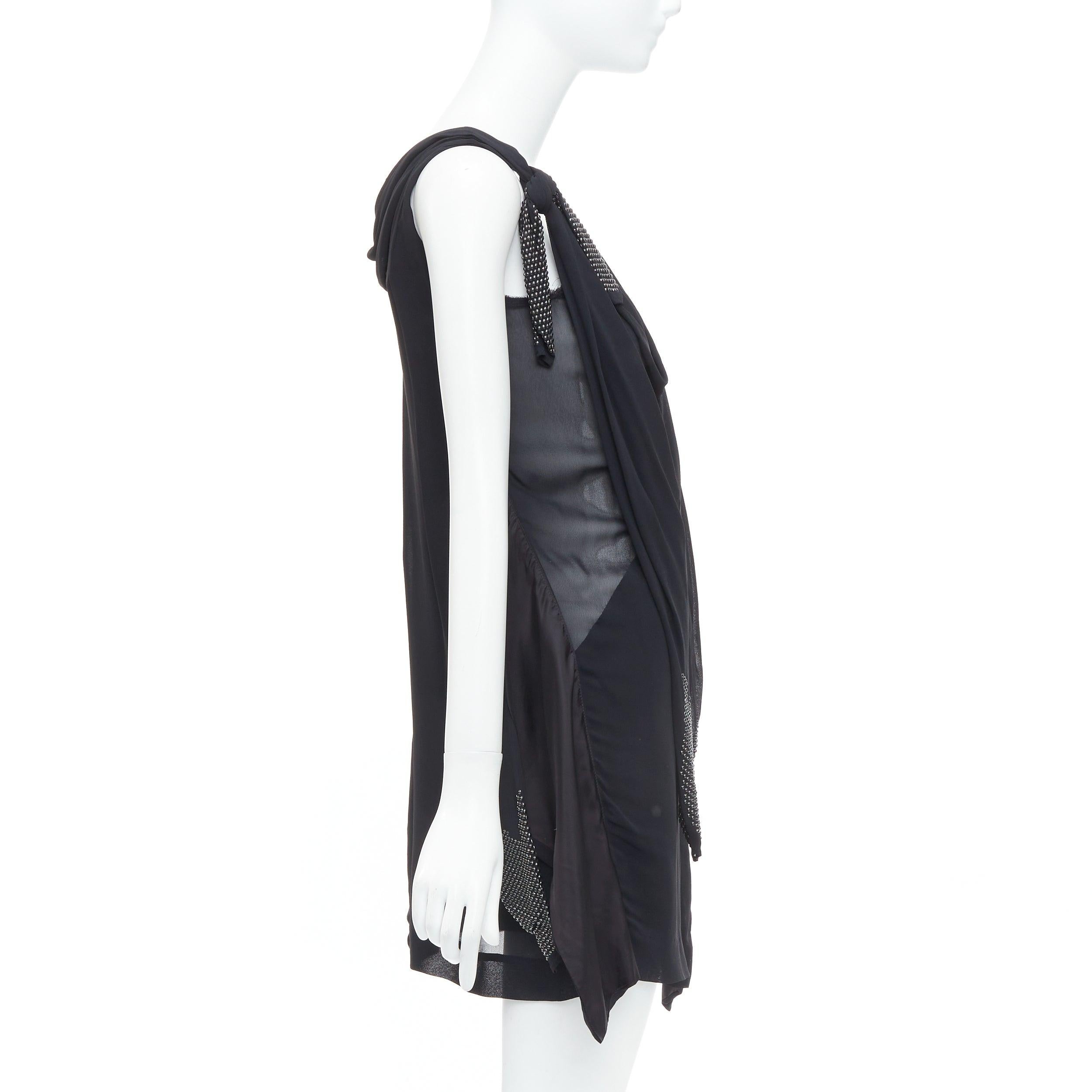 TOGA ARCHIVES black bead embellished bow detail drape dress JP1 S In Excellent Condition In Hong Kong, NT