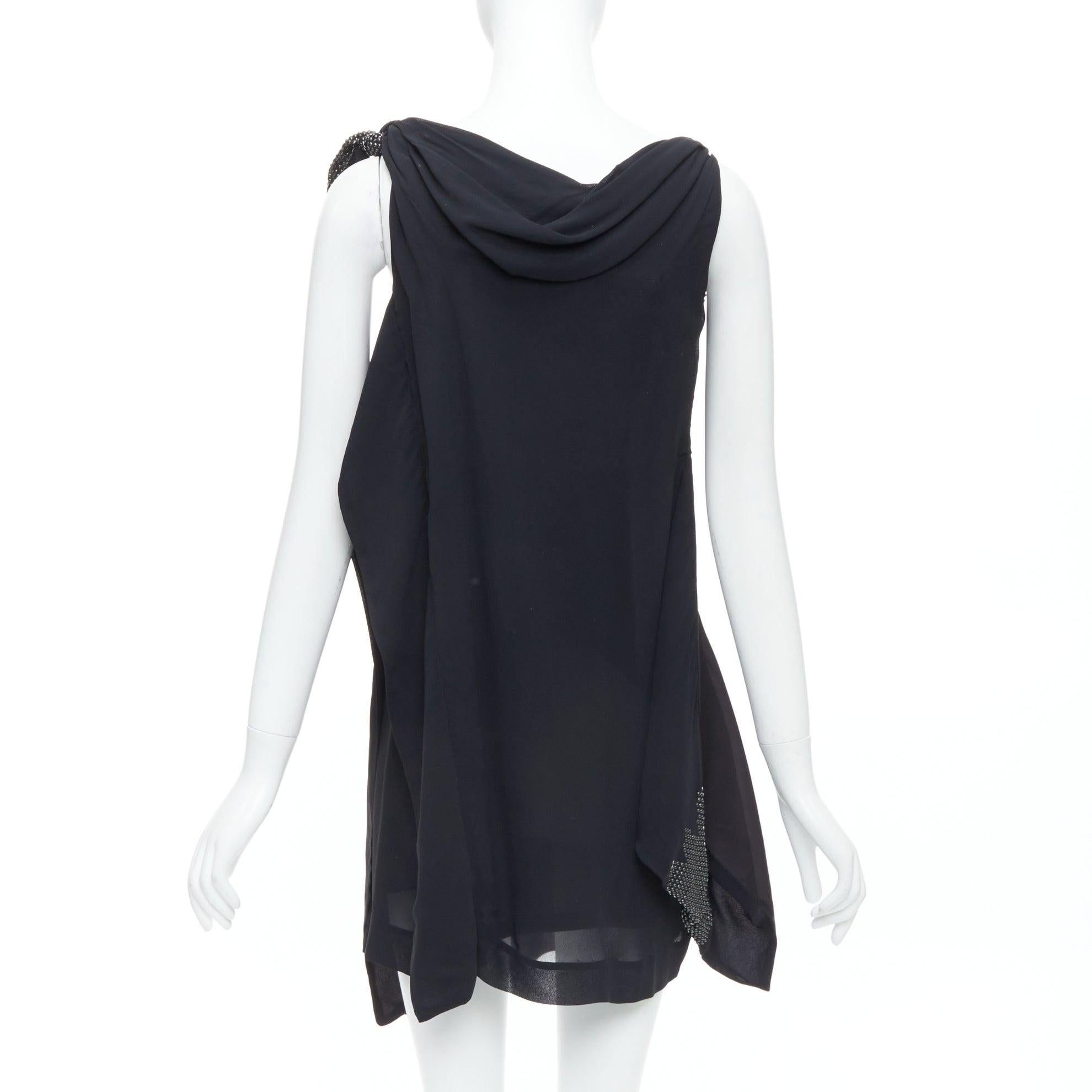 Women's TOGA ARCHIVES black bead embellished bow detail drape dress JP1 S