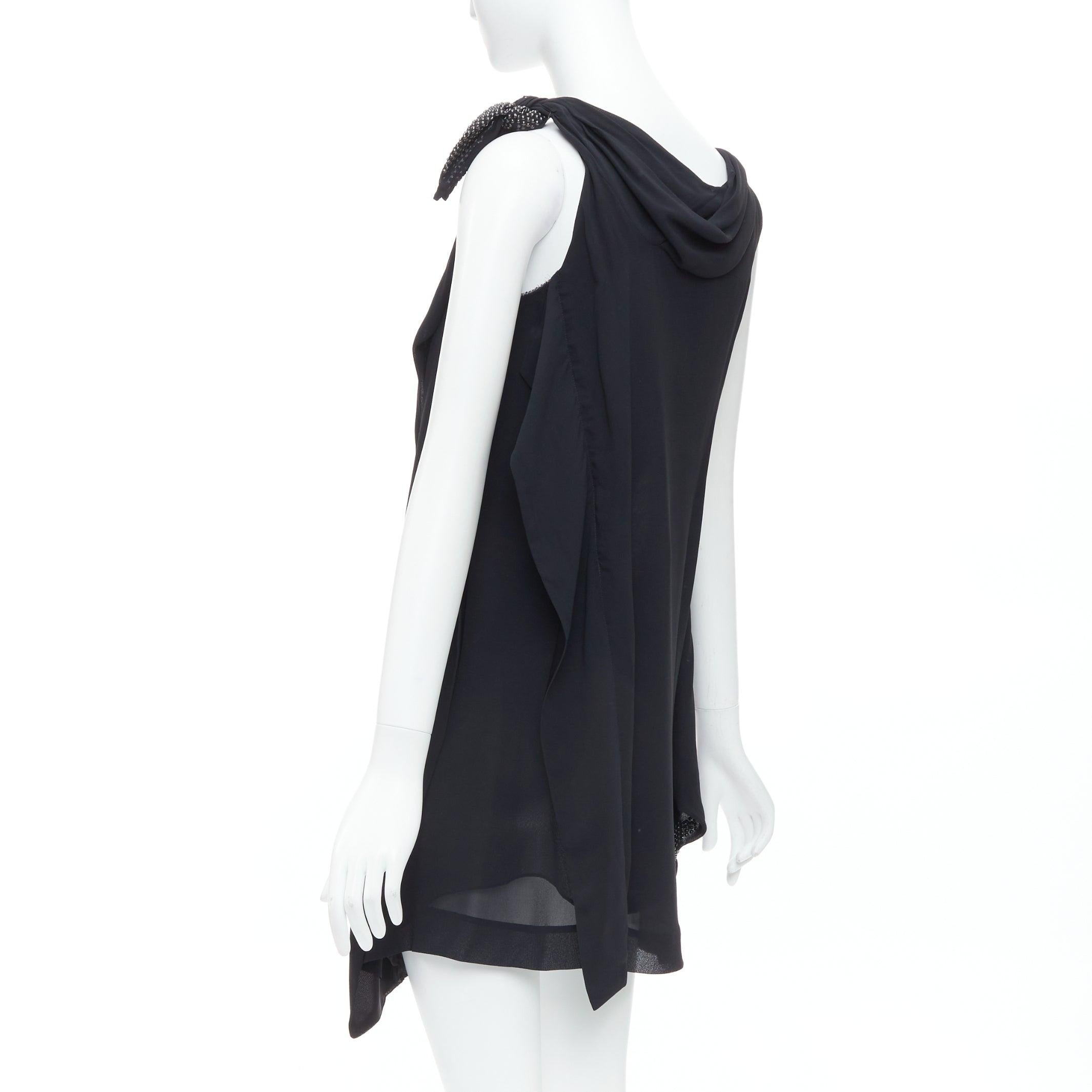 TOGA ARCHIVES black bead embellished bow detail drape dress JP1 S 1