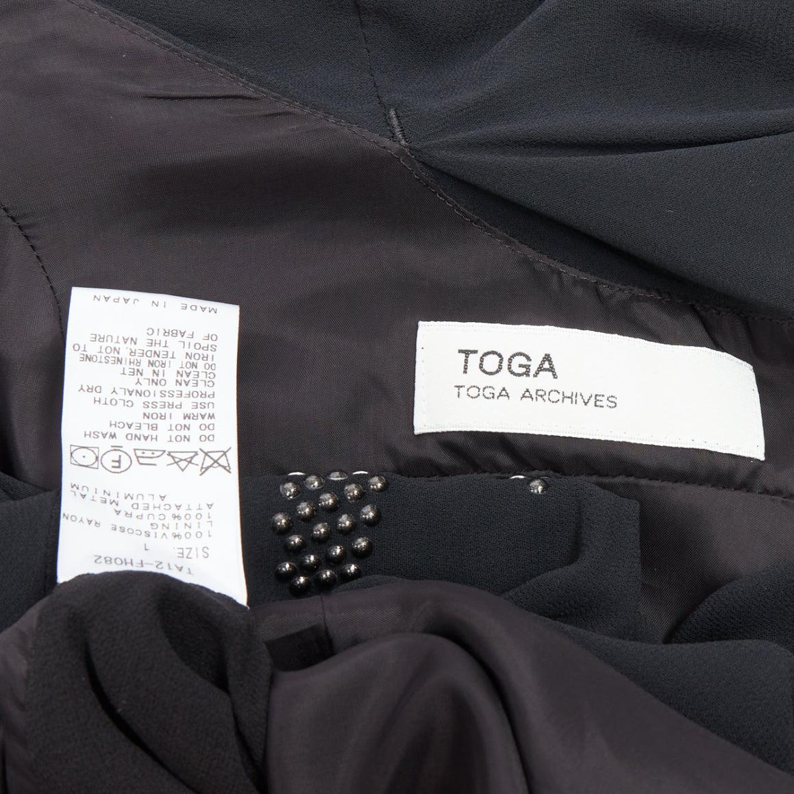 TOGA ARCHIVES black bead embellished bow detail drape dress JP1 S 3