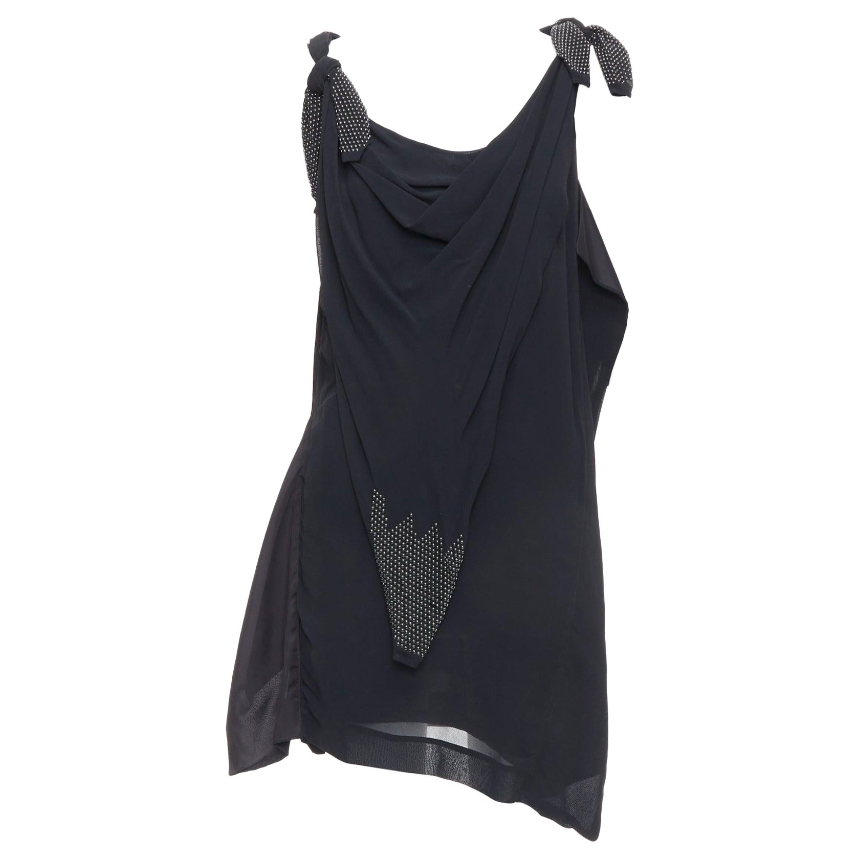 TOGA ARCHIVES black bead embellished bow detail drape dress JP1 S