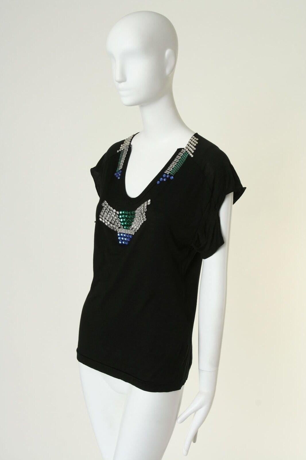 TOGA ARCHIVES black silk cotton blend jewel embellished flutter sleeve top JP1 S In Excellent Condition In Hong Kong, NT