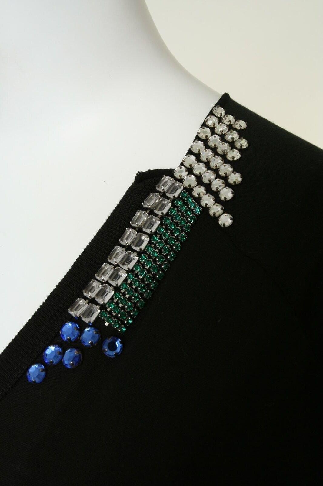 TOGA ARCHIVES black silk cotton blend jewel embellished flutter sleeve top JP1 S 1