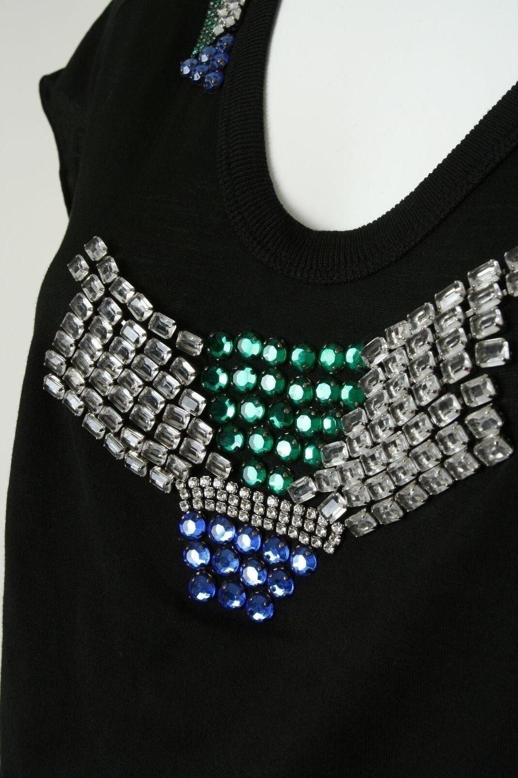 TOGA ARCHIVES black silk cotton blend jewel embellished flutter sleeve top JP1 S 2