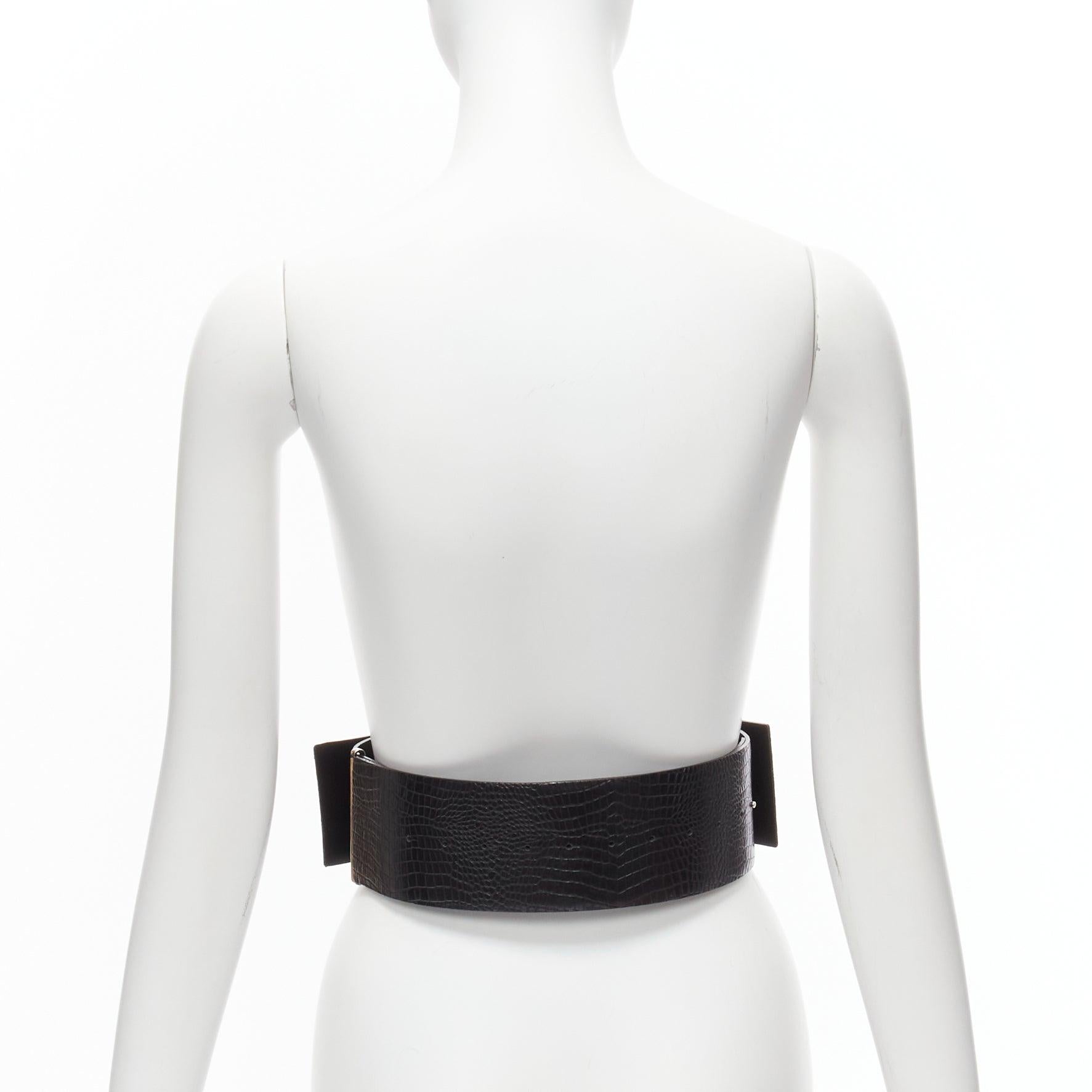 TOGA ARCHIVES black wide embossed leather buckle statement belt For Sale 1